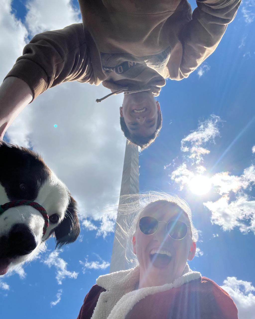 emily, clay, and jerry under the st louis arch